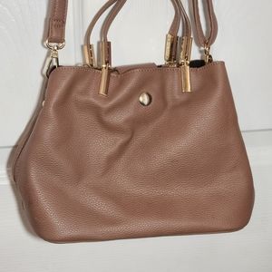 Grossi Brown Faux Leather Convertible Crossbody Bag Purse Pocketbook